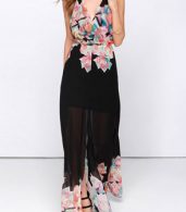 photo Halter Sleeveless Backless Floral Print Boho Maxi Dress by OASAP - Image 2