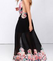 photo Halter Sleeveless Backless Floral Print Boho Maxi Dress by OASAP - Image 4