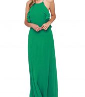 photo Halter Sleeveless Open Back Ruffle Front Maxi Cocktail Dress by OASAP - Image 4