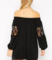 photo Hollow Out Lace Paneled Off the Shoulder Dress by OASAP - Image 2