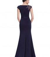 photo Hollow Out Maxi Prom Evening Wedding Mermaid Dress by OASAP, color Deep Blue - Image 2