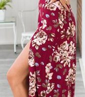 photo Hot Floral Print Deep V-Neck Scoop Back High Slit Dress by OASAP, color Multi - Image 7