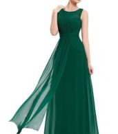 photo Illusion Neckline Ruched Long Evening Dress by OASAP, color Green - Image 3