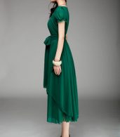 photo Irregular Hemline Bound Waist Short Sleeve Dress by OASAP - Image 5