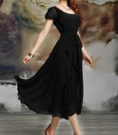 photo Irregular Hemline Bound Waist Short Sleeve Dress by OASAP - Image 6