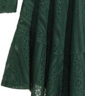 photo Lace Crochet Long Sleeve Round Neck Trapeze Dress by OASAP, color Hunter Green - Image 4