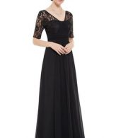 photo Lace Half Sleeve Empire Waist Evening Dress by OASAP, color Black - Image 3