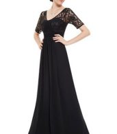 photo Lace Half Sleeve Empire Waist Evening Dress by OASAP, color Black - Image 4