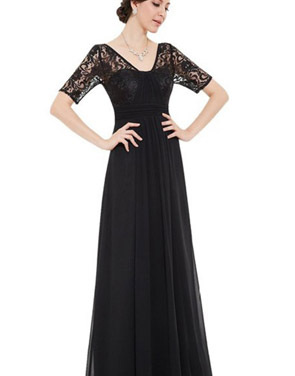 photo Lace Half Sleeve Empire Waist Evening Dress by OASAP, color Black - Image 1