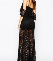 photo Lace Maxi Evening Dress with Spaghetti Strap by OASAP, color Black - Image 2