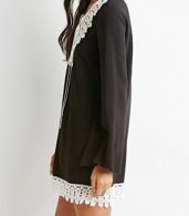photo Lace Paneled Lace-up Front Flare Sleeve Chiffon Dress by OASAP, color Black - Image 3