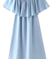 photo Light Blue Off-Shoulder Denim Dress by OASAP, color Light Blue - Image 6