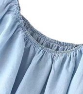 photo Light Blue Off-Shoulder Denim Dress by OASAP, color Light Blue - Image 7