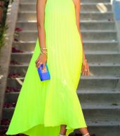 photo Lime Yellow Halter Neckline Maxi Dress by OASAP, color Lime - Image 1