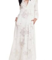 photo Long Sleeve Floral Lace Crochet Maxi Dress by OASAP, color White - Image 1