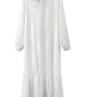 photo Long Sleeve Floral Lace Crochet Maxi Dress by OASAP, color White - Image 4