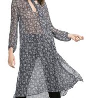 photo Long Sleeve Floral Print Side Slit Shirt Dress by OASAP - Image 1