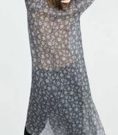 photo Long Sleeve Floral Print Side Slit Shirt Dress by OASAP - Image 3