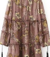 photo Long Sleeve Ruffle Floral Print Boho Mini Dress by OASAP - Image 5