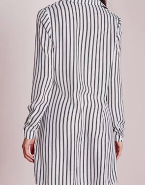 photo Long Sleeve Vertical Stripe Shirt Dress by OASAP, color Black White - Image 2