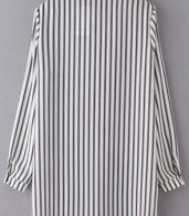 photo Long Sleeve Vertical Stripe Shirt Dress by OASAP, color Black White - Image 5