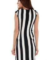 photo Modernist Contrast Vertical Stripe Print Mini Dress by OASAP, color Black White - Image 3