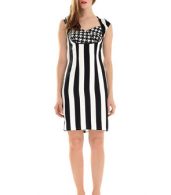 photo Modernist Contrast Vertical Stripe Print Mini Dress by OASAP, color Black White - Image 4