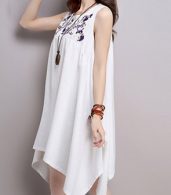 photo National Wind Embroidery Print Sleeveless Asymmetric Dress by OASAP - Image 2