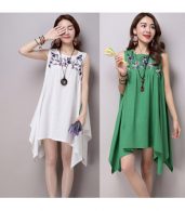 photo National Wind Embroidery Print Sleeveless Asymmetric Dress by OASAP - Image 9