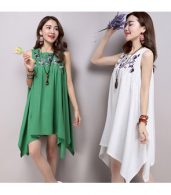 photo National Wind Embroidery Print Sleeveless Asymmetric Dress by OASAP - Image 10