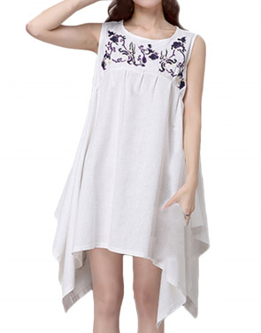 photo National Wind Embroidery Print Sleeveless Asymmetric Dress by OASAP - Image 1