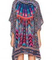 photo National Wind Print Asymmetric Batwing Sleeve Dress by OASAP, color Multi - Image 3