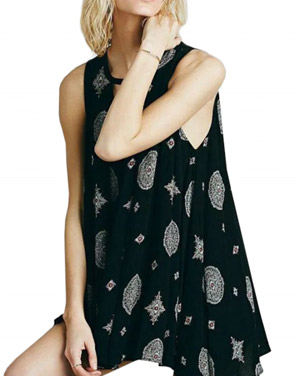 photo National Wind Print Cut-out Front Sleeveless Trapeze Dress by OASAP - Image 1