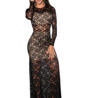 photo Nude Illusion Sexy Lace Evening Dress by OASAP, color Black Nude - Image 1