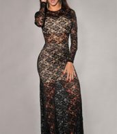 photo Nude Illusion Sexy Lace Evening Dress by OASAP, color Black Nude - Image 3