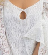 photo Off Shoulder Crochet Swimwear Bikini Cover Up Beach Dress by OASAP, color White - Image 5