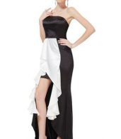 photo One Shoulder Black White Fitted Hi-Lo Prom Evening Dress by OASAP, color Black White - Image 3