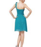 photo One Shoulder Ruched Bust Knee Length Bridesmaids Dress by OASAP - Image 2