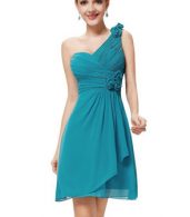 photo One Shoulder Ruched Bust Knee Length Bridesmaids Dress by OASAP - Image 1