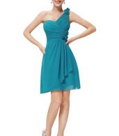 photo One Shoulder Ruched Bust Knee Length Bridesmaids Dress by OASAP - Image 4