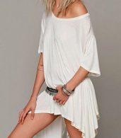 photo Oversized Batwing Sleeve Asymmetric Stretched Dress by OASAP - Image 1