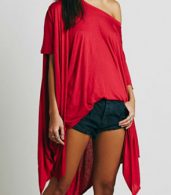 photo Oversized Batwing Sleeve Asymmetric Stretched Dress by OASAP - Image 3