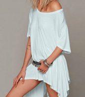 photo Oversized Batwing Sleeve Asymmetric Stretched Dress by OASAP - Image 5