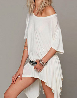 photo Oversized Batwing Sleeve Asymmetric Stretched Dress by OASAP - Image 1