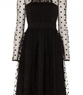 photo Polka Dot Mesh Panel Long Sleeve High Waist Pleated Dress by OASAP, color Black - Image 4