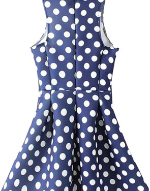 photo Polka Dot Print Sleeveless Waisted Dress by OASAP, color Blue - Image 2