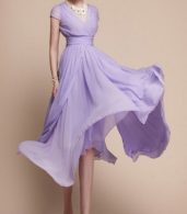 photo Purple Empire Chiffon Dress by OASAP, color Acid Blue - Image 2