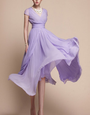 photo Purple Empire Chiffon Dress by OASAP, color Acid Blue - Image 2