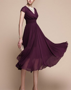 photo Purple Empire Chiffon Dress by OASAP, color Acid Blue - Image 1
