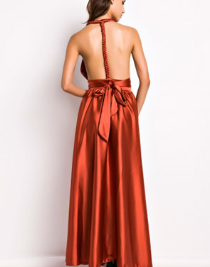 photo Ravishing Halter Neck Backless Ankle-Length Dress by OASAP, color Red - Image 1